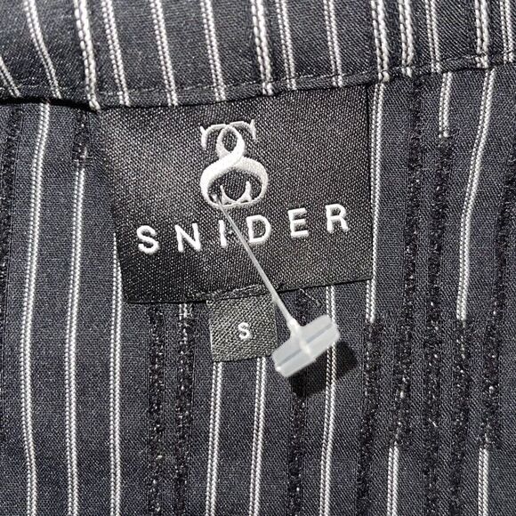 Snider Womens Striped Cardiff Full Zip Stretch Coat Dress Black White Small NWOT - Picture 9 of 13